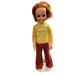 Vintage Crissy Doll 1972 Ideal Toys Grows Hair Knob Bell Bottom Pants Shoes READ